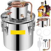 Moonshine Still Distiller 5Gal 21L Stainless Steel Water Distiller Copper Tube Home Brewing Kit Build-in Thermometer for DIY Whisky Wine Brandy Sliver